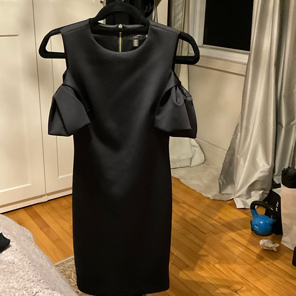 Ted Baker Black Long Sleeve Dress with Ruffle Detail
